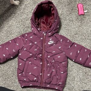 Nike Burgundy Hooded Puffer Jacket *Little Kids